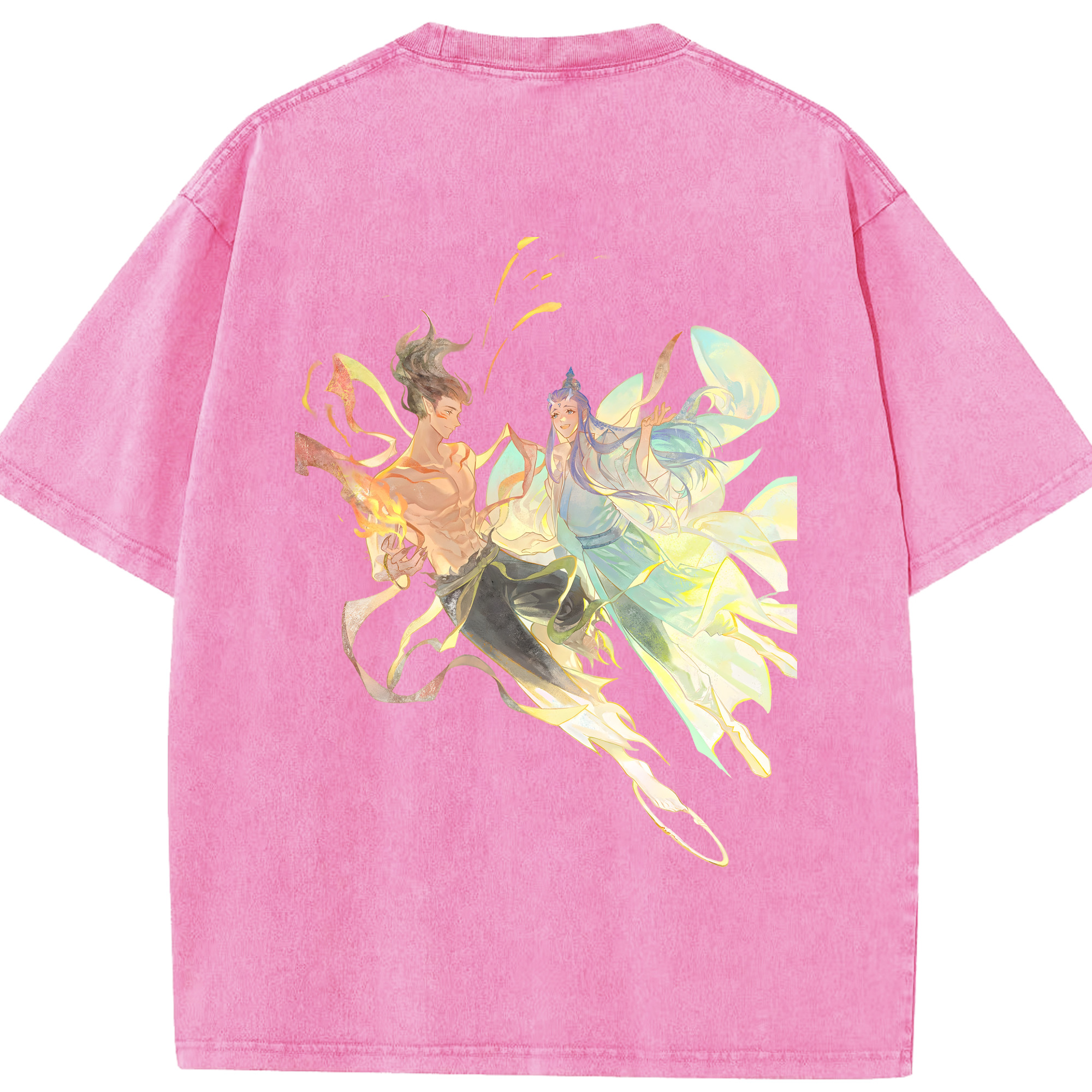（画像用） Ne Zha 2 ナタ 魔童の大暴れ 綿100% ヴィンテージ風 半袖Tシャツ（背面プリント）